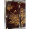 1950′ Paire de Tables Maison Baguès Décor Bambou en Bronze Doré Avec Plateaux Laque de Chine