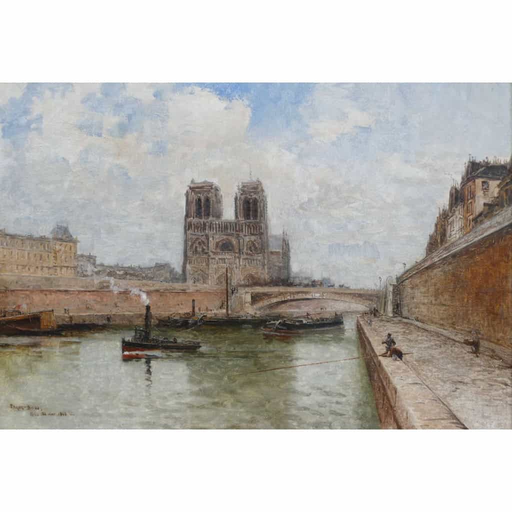 Frank Boggs Ecole Américaine 19è Paris Notre Dame La Seine Huile Sur Toile Signée Datée Située Certificat d’authenticité | Biron Frank Boggs Ecole Américaine 19è Paris Notre Dame La Seine Huile Sur Toile Signée Datée Située