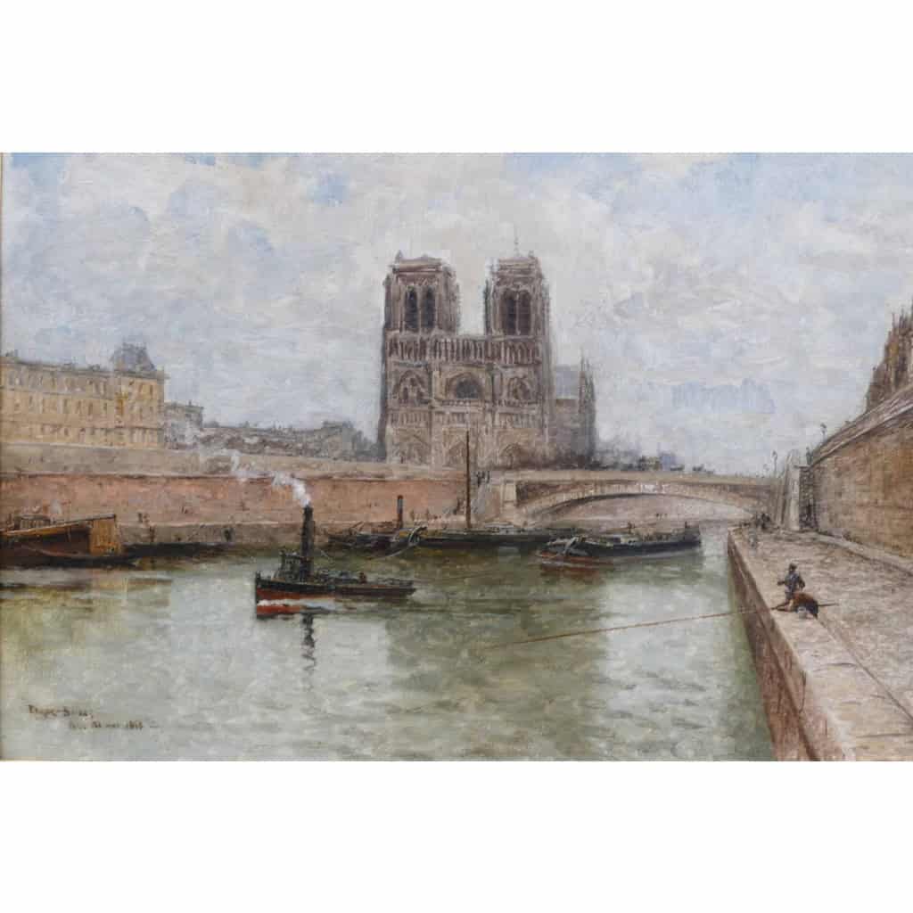 Frank Boggs Ecole Américaine 19è Paris Notre Dame La Seine Huile Sur Toile Signée Datée Située Certificat d’authenticité | Biron Frank Boggs Ecole Américaine 19è Paris Notre Dame La Seine Huile Sur Toile Signée Datée Située
