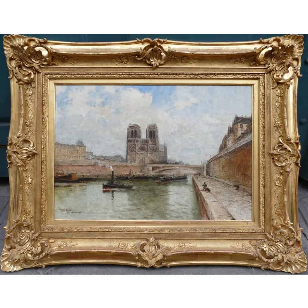 Frank Boggs Ecole Américaine 19è Paris Notre Dame La Seine Huile Sur Toile Signée Datée Située Certificat d’authenticité | Biron Frank Boggs Ecole Américaine 19è Paris Notre Dame La Seine Huile Sur Toile Signée Datée Située