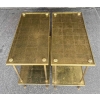1950/70′ Paire De Bouts De Canapé Rectangulaires Maison Baguès Laiton et Bronze Plateaux Feuilles d or Fixées Sous Verre | Biron ||||||||||||