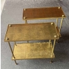 1950/70′ Paire De Bouts De Canapé Rectangulaires Maison Baguès Laiton et Bronze Plateaux Feuilles d or Fixées Sous Verre | Biron 1950/70′ Paire De Bouts De Canapé Rectangulaires Maison Baguès Laiton et Bronze Plateaux Feuilles d or Fixées Sous Verre