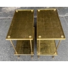 1950/70′ Paire De Bouts De Canapé Rectangulaires Maison Baguès Laiton et Bronze Plateaux Feuilles d or Fixées Sous Verre | Biron 1950/70′ Paire De Bouts De Canapé Rectangulaires Maison Baguès Laiton et Bronze Plateaux Feuilles d or Fixées Sous Verre