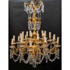 Lustre cristal et bronze XIXeme, | Biron Lustre cristal et bronze XIXeme,