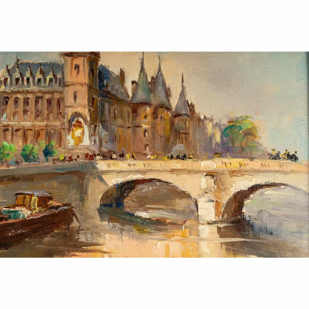 Huie sur toile, Paris « Le pont au change », 1930 | Biron Huie sur toile, Paris "Le pont au change", 1930