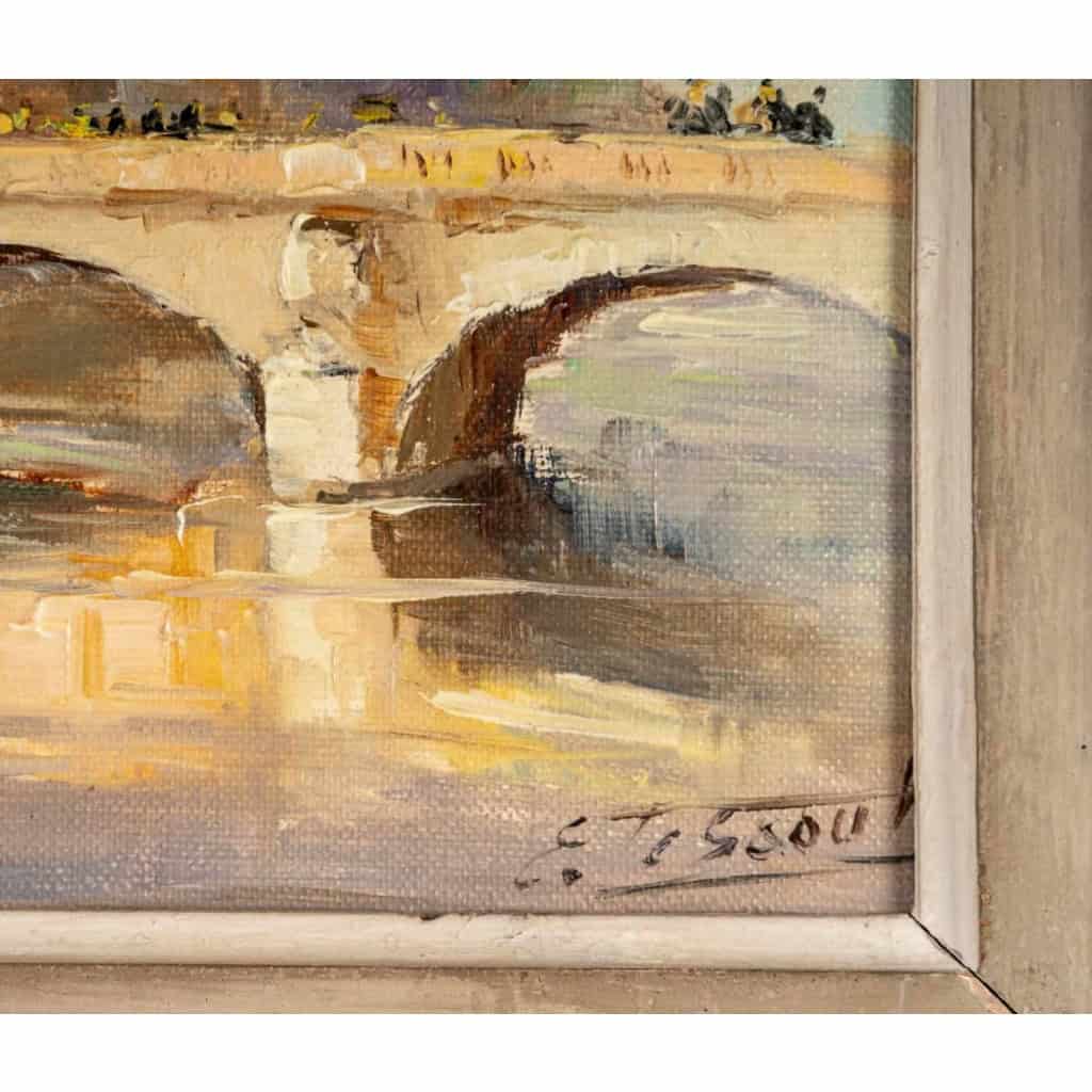 Huie sur toile, Paris « Le pont au change », 1930 | Biron Huie sur toile, Paris "Le pont au change", 1930