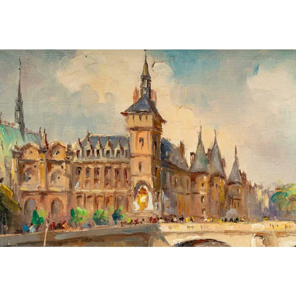 Huie sur toile, Paris « Le pont au change », 1930 | Biron Huie sur toile, Paris "Le pont au change", 1930