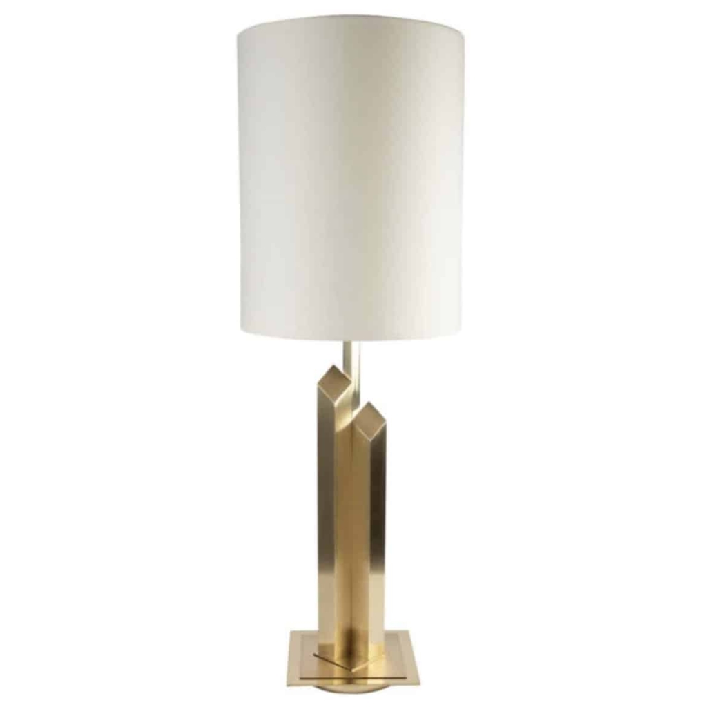 Grande Lampe 1960 en Laiton Doré et Satiné, Maison Honoré | Biron ||||