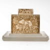 Encrier « Biches » verre blanc patiné sépia de René LALIQUE | Biron Encrier "Biches" verre blanc patiné sépia de René LALIQUE