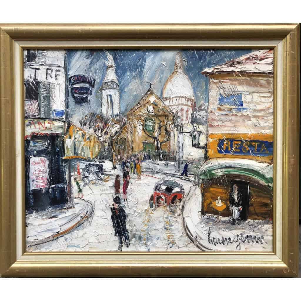 GENIN LUCIEN Paris Eglise St Pierre de Montmartre et la Basilique en hiver Huile sur toile signée Certificat d’authenticité | Biron ||||||