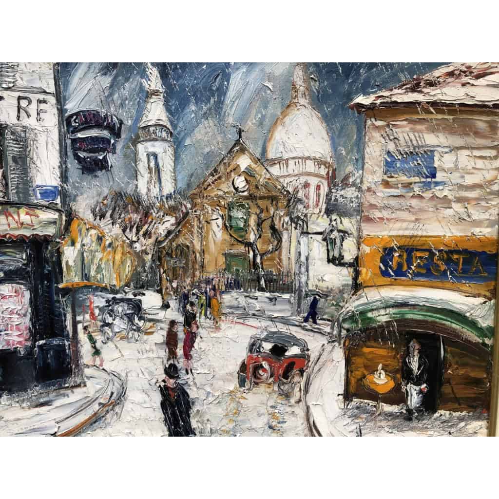 GENIN LUCIEN Paris Eglise St Pierre de Montmartre et la Basilique en hiver Huile sur toile signée Certificat d’authenticité | Biron GENIN LUCIEN Paris Eglise St Pierre de Montmartre et la Basilique en hiver Huile sur toile signée