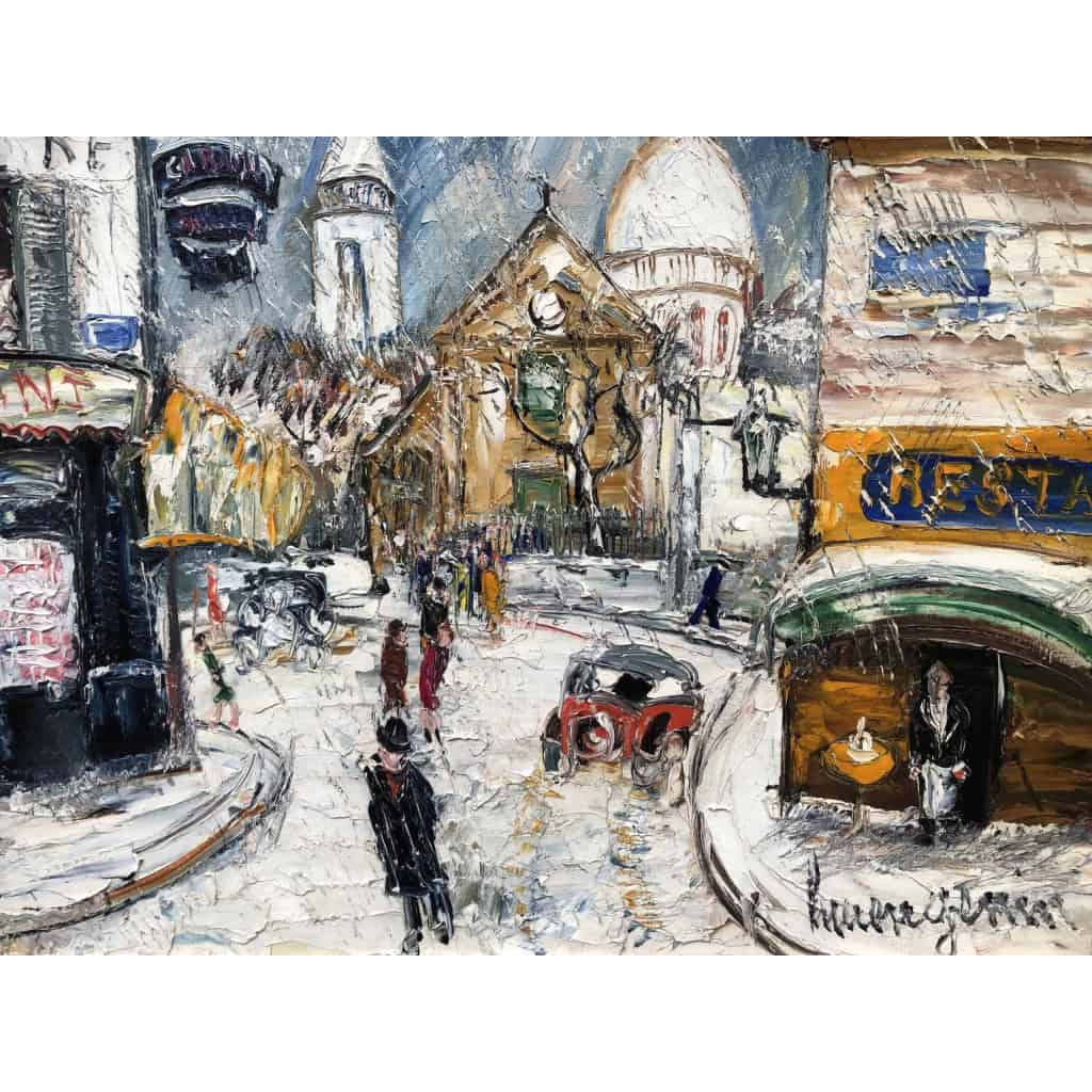 GENIN LUCIEN Paris Eglise St Pierre de Montmartre et la Basilique en hiver Huile sur toile signée Certificat d’authenticité | Biron GENIN LUCIEN Paris Eglise St Pierre de Montmartre et la Basilique en hiver Huile sur toile signée
