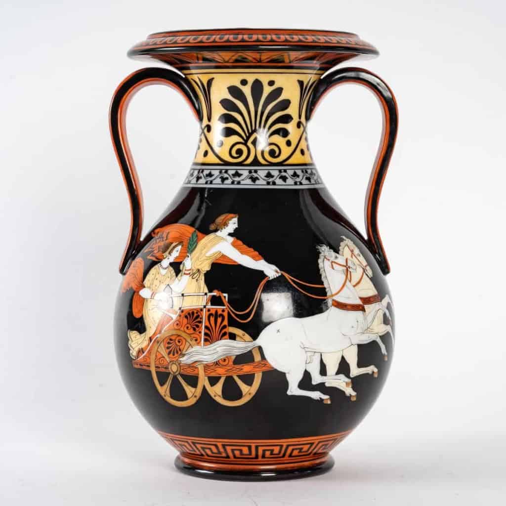 Vase en porcelaine dure de Paris, décoré dans le style Néo-Grec, manufacture Denuelle, XIXe siècle circa 1830-1835. | Biron Vase en porcelaine dure de Paris, décoré dans le style Néo-Grec, manufacture Denuelle, XIXe siècle circa 1830-1835.