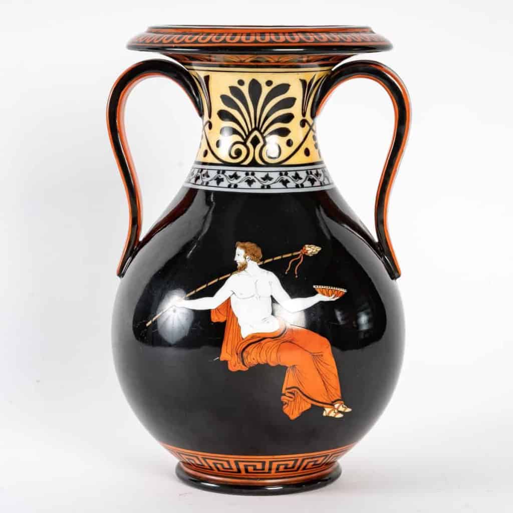 Vase en porcelaine dure de Paris, décoré dans le style Néo-Grec, manufacture Denuelle, XIXe siècle circa 1830-1835. | Biron Vase en porcelaine dure de Paris, décoré dans le style Néo-Grec, manufacture Denuelle, XIXe siècle circa 1830-1835.