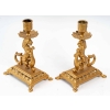 Paire de bougeoirs en bronze, décors de chimères XIXème siècle. Époque Napoléon III
