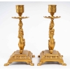 Paire de bougeoirs en bronze, décors de chimères XIXème siècle. Époque Napoléon III
