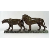 Bronze lion et lionne, marbre vert, début XXème siècle | Biron ||||||||||