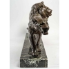 Bronze lion et lionne, marbre vert, début XXème siècle | Biron Bronze lion et lionne, marbre vert, début XXème siècle