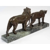 Bronze lion et lionne, marbre vert, début XXème siècle | Biron Bronze lion et lionne, marbre vert, début XXème siècle