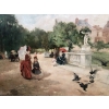 DE PAREDES Vincent Animation au jardin du Luxembourg Huile sur toile signée Certificat d’authenticité | Biron DE PAREDES Vincent Animation au jardin du Luxembourg Huile sur toile signée