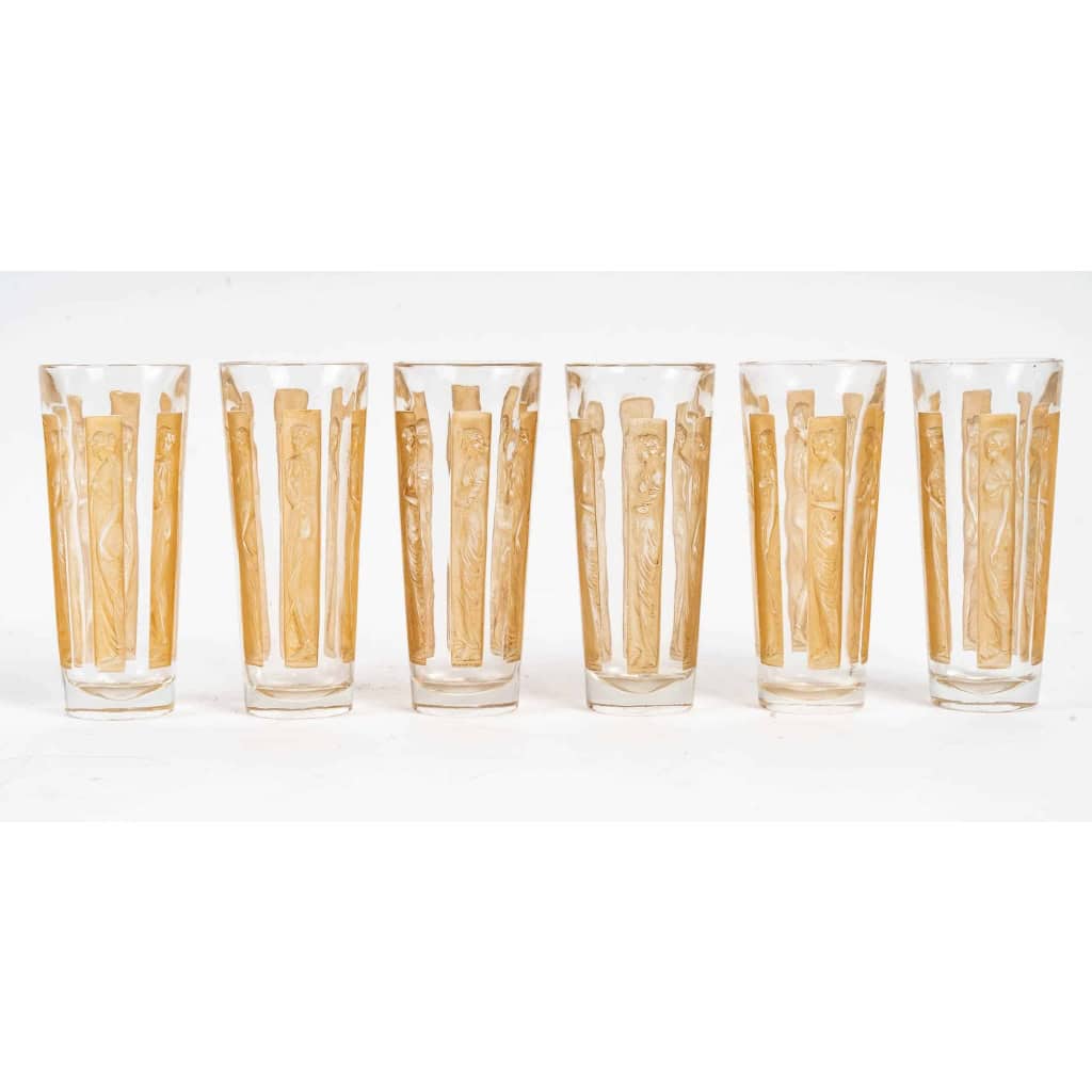 R. Lalique – Série de 6 verres » Six figurines » | Biron R. Lalique - Série de 6 verres" Six figurines"