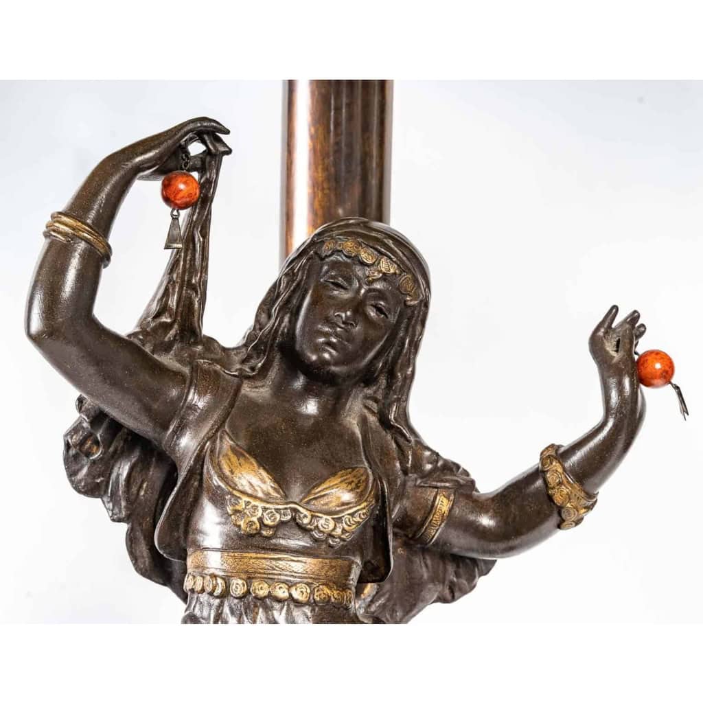 Lampe en régule, sujet orientaliste, XIXème siècle