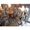 1950′ Lustre Cage Italie à 12 Lumières Bois Doré Et Cristal Diamètre 90 X Hauteur 100 cm | Biron 1950′ Lustre Cage Italie à 12 Lumières Bois Doré Et Cristal Diamètre 90 X Hauteur 100 cm