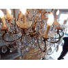 1950′ Lustre Cage Italie à 12 Lumières Bois Doré Et Cristal Diamètre 90 X Hauteur 100 cm | Biron 1950′ Lustre Cage Italie à 12 Lumières Bois Doré Et Cristal Diamètre 90 X Hauteur 100 cm