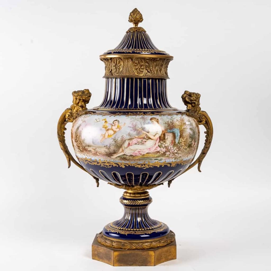 Vase en bronze et porcelaine, XIXème siècle