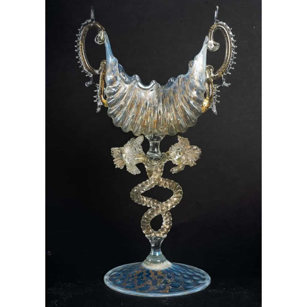 3 calices Nautile, Murano Salviati 1885 | Biron 3 calices Nautile, Murano Salviati 1885
