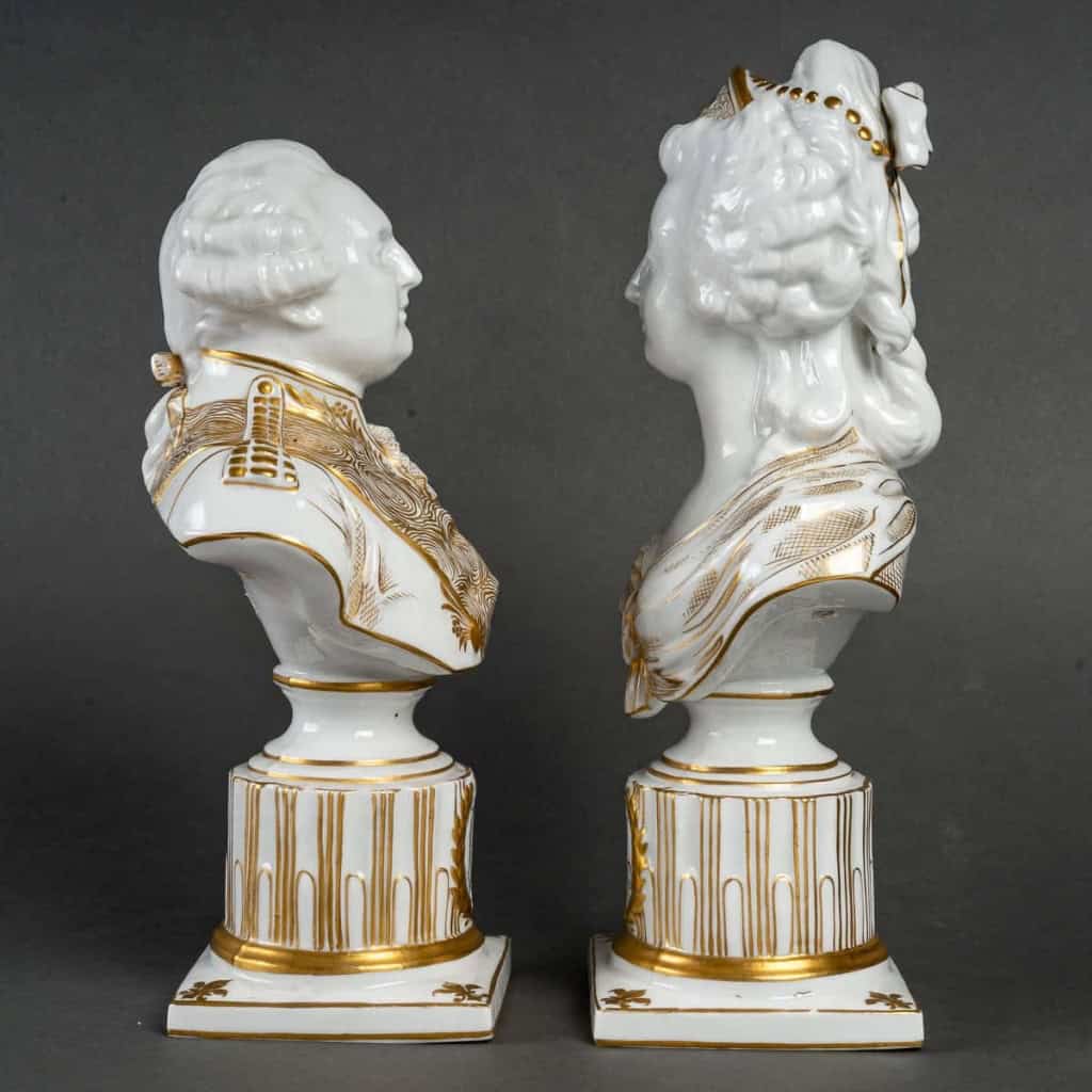 Bustes en porcelaine de Louis XVI et Marie Antoinette, Paris fin XIXème | Biron Bustes en porcelaine de Louis XVI et Marie Antoinette, Paris fin XIXème