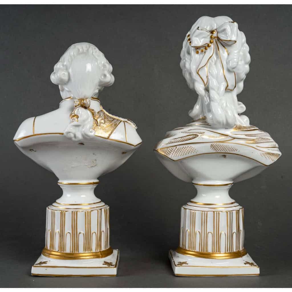 Bustes en porcelaine de Louis XVI et Marie Antoinette, Paris fin XIXème | Biron Bustes en porcelaine de Louis XVI et Marie Antoinette, Paris fin XIXème