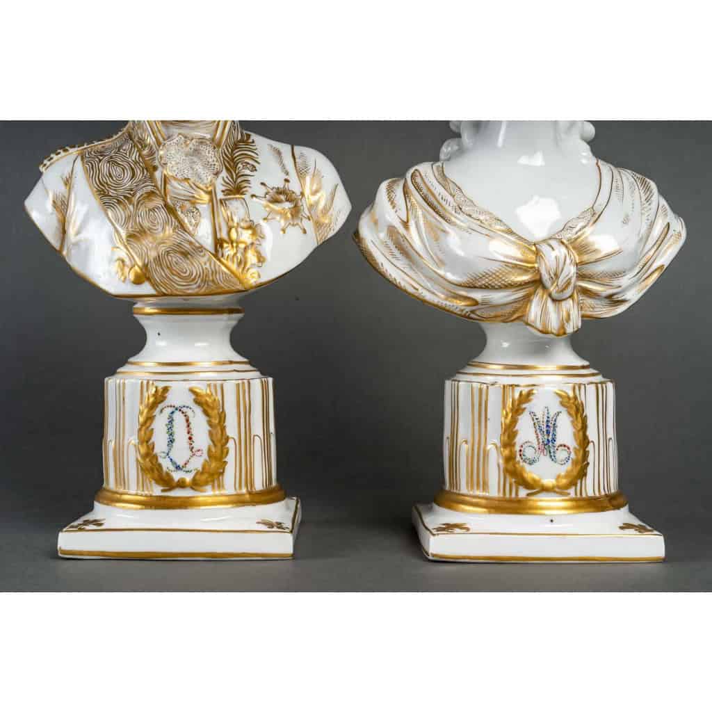 Bustes en porcelaine de Louis XVI et Marie Antoinette, Paris fin XIXème | Biron Bustes en porcelaine de Louis XVI et Marie Antoinette, Paris fin XIXème