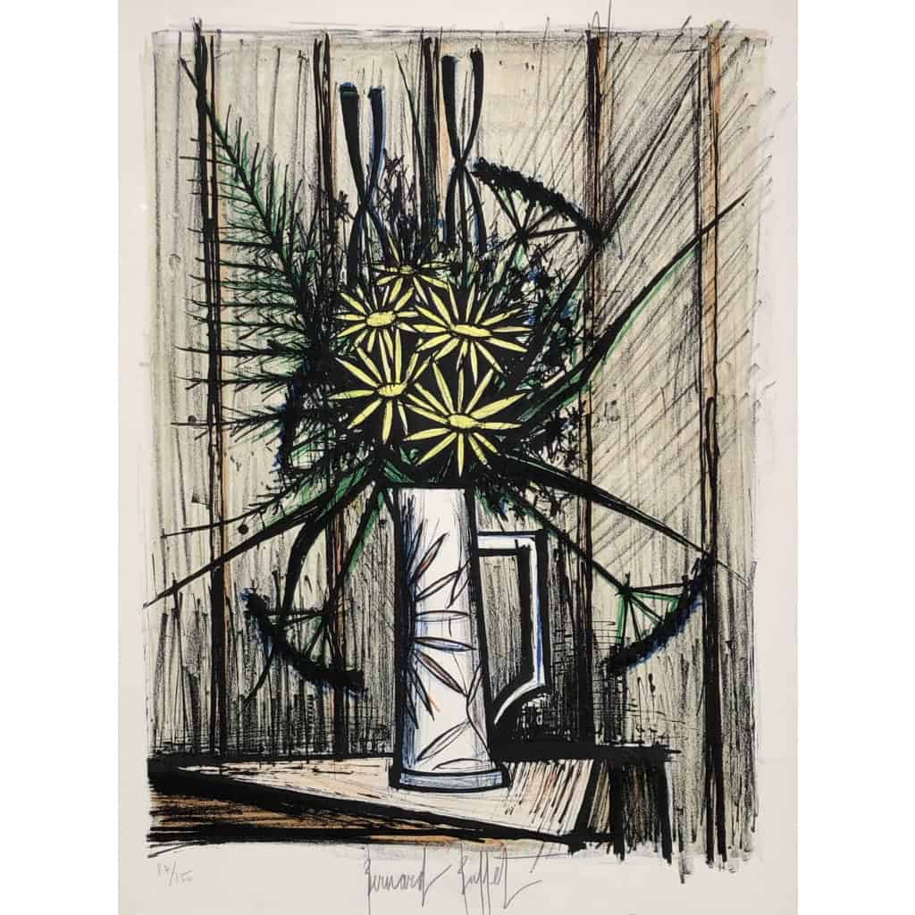 BUFFET Bernard Bouquet de Calandulas Lithographie Couleurs signée et justifiée | Biron BUFFET Bernard Bouquet de Calandulas Lithographie Couleurs signée et justifiée
