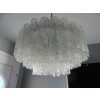1970′ Lustre Doria 3 Niveaux 60 Cristaux En Verre Soufflé Design Venini Murano