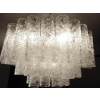 1970′ Lustre Doria 3 Niveaux 60 Cristaux En Verre Soufflé Design Venini Murano