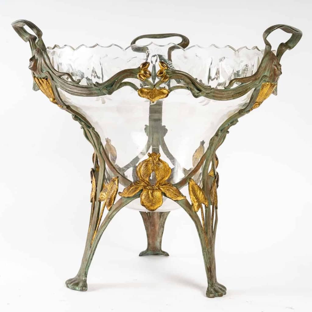 Coupe en cristal et métal Art nouveau