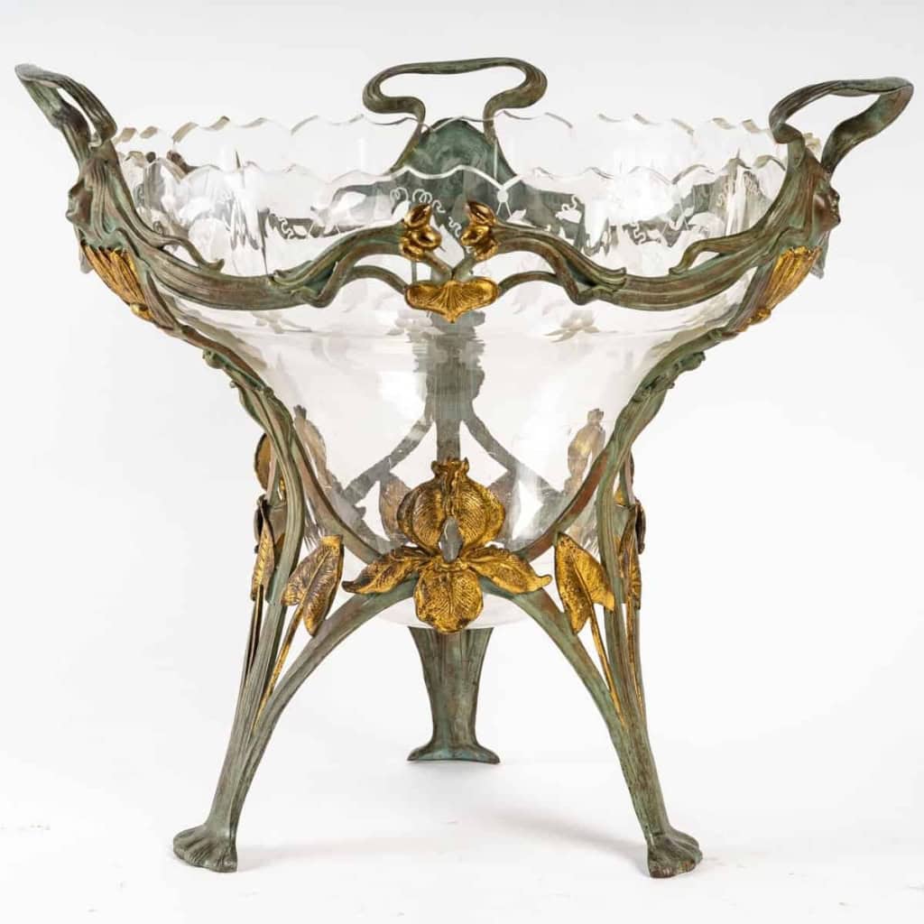 Coupe en cristal et métal Art nouveau