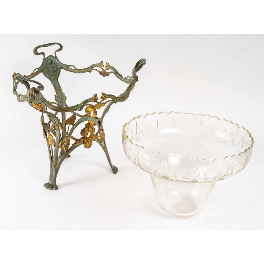 Coupe en cristal et métal Art nouveau