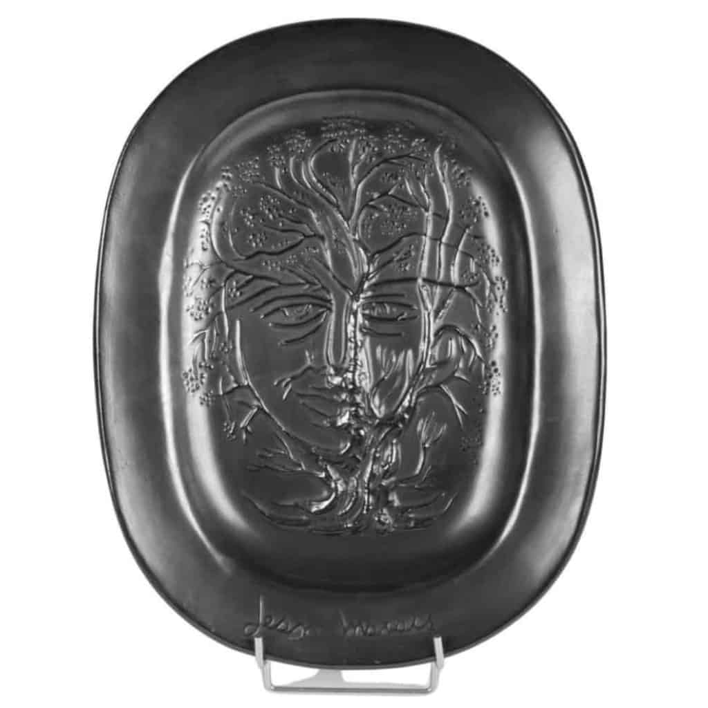 Plat en Céramique émaillée noire Jean Marais 1960 | Biron ||||||