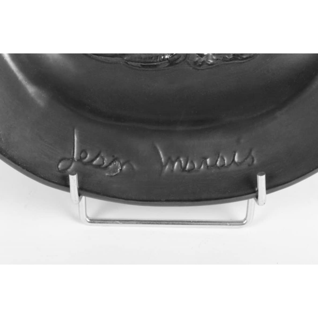Plat en Céramique émaillée noire Jean Marais 1960 | Biron Plat en Céramique émaillée noire Jean Marais 1960