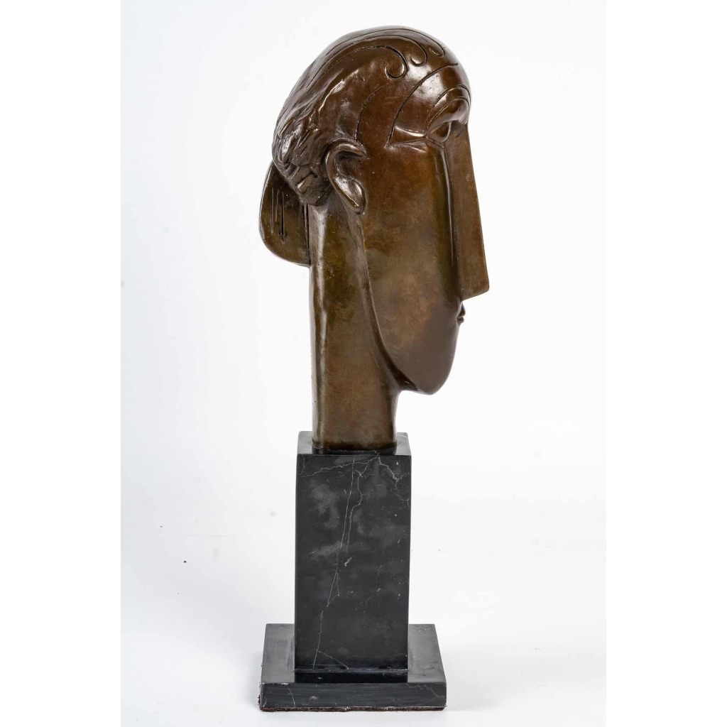 Sculpture en bronze patiné et marbre du XXème siècle | Biron Sculpture en bronze patiné et marbre du XXème siècle