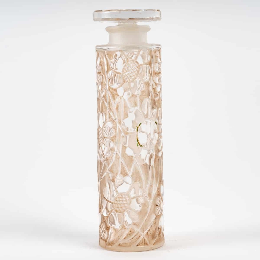 Flacon « Chypre » verre blanc patiné sépia de René LALIQUE pour Forvil | Biron ||||||