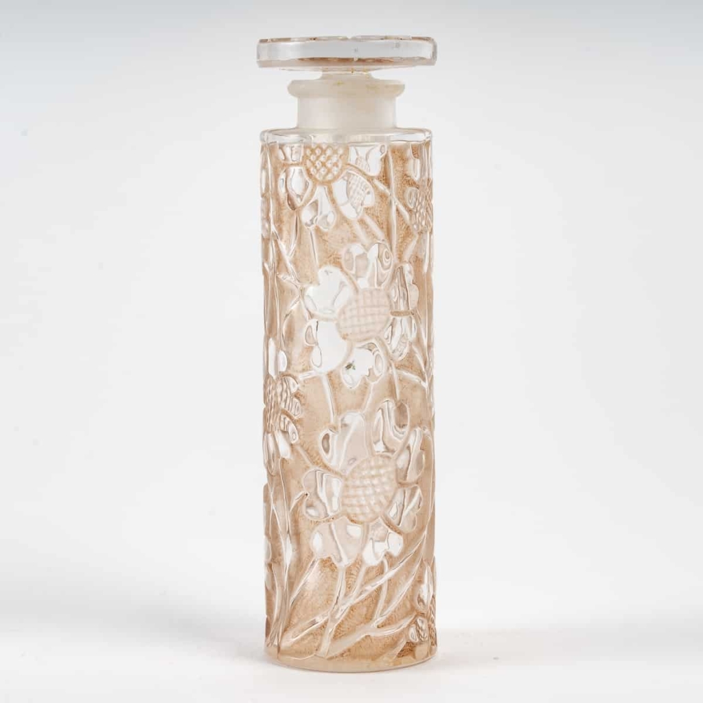 Flacon « Chypre » verre blanc patiné sépia de René LALIQUE pour Forvil | Biron Flacon « Chypre » verre blanc patiné sépia de René LALIQUE pour Forvil