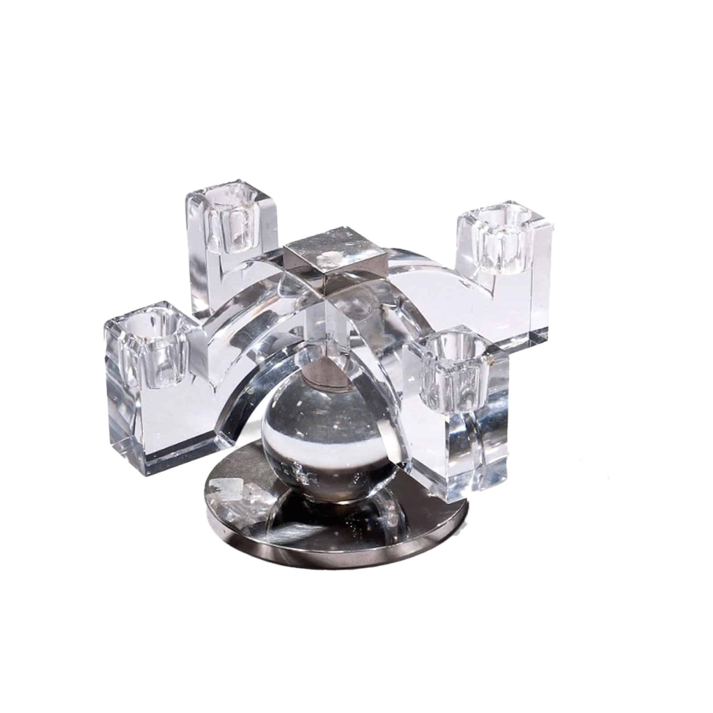 J.Adnet & Baccarat : paire de candélabres modernistes 1930 | Biron J.Adnet & Baccarat : paire de candélabres modernistes 1930