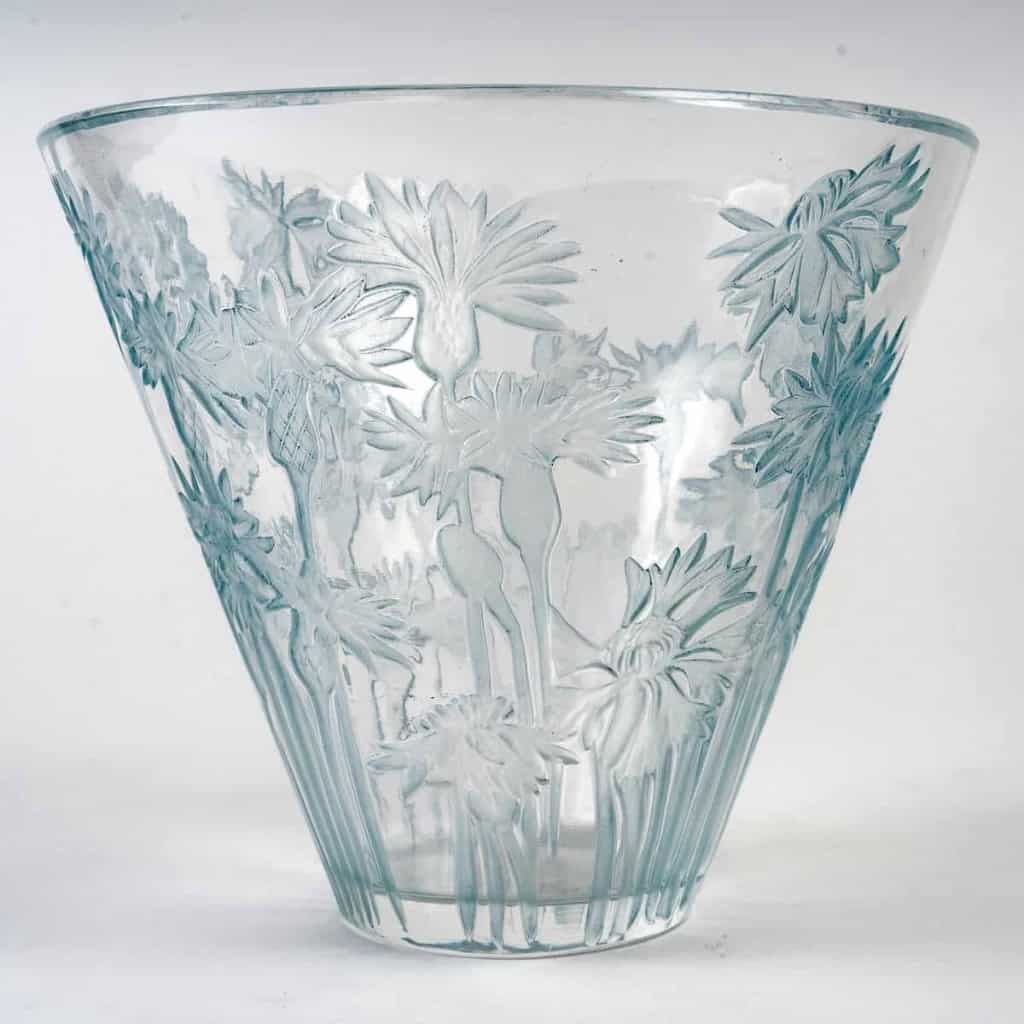 Vase « Bluets » verre blanc patiné bleu de René LALIQUE | Biron ||||||