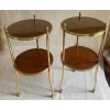 1970′ Paire De Guéridons Ou Sellettes Rondes Bronze Doré 2 Plateaux Gainés De Cuir Maison Jansen, Baguès Ou Charles | Biron 1970′ Paire De Guéridons Ou Sellettes Rondes Bronze Doré 2 Plateaux Gainés De Cuir Maison Jansen, Baguès Ou Charles