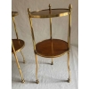 1970′ Paire De Guéridons Ou Sellettes Rondes Bronze Doré 2 Plateaux Gainés De Cuir Maison Jansen, Baguès Ou Charles | Biron 1970′ Paire De Guéridons Ou Sellettes Rondes Bronze Doré 2 Plateaux Gainés De Cuir Maison Jansen, Baguès Ou Charles