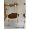 1970′ Paire De Guéridons Ou Sellettes Rondes Bronze Doré 2 Plateaux Gainés De Cuir Maison Jansen, Baguès Ou Charles | Biron 1970′ Paire De Guéridons Ou Sellettes Rondes Bronze Doré 2 Plateaux Gainés De Cuir Maison Jansen, Baguès Ou Charles