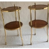 1970′ Paire De Guéridons Ou Sellettes Rondes Bronze Doré 2 Plateaux Gainés De Cuir Maison Jansen, Baguès Ou Charles | Biron 1970′ Paire De Guéridons Ou Sellettes Rondes Bronze Doré 2 Plateaux Gainés De Cuir Maison Jansen, Baguès Ou Charles